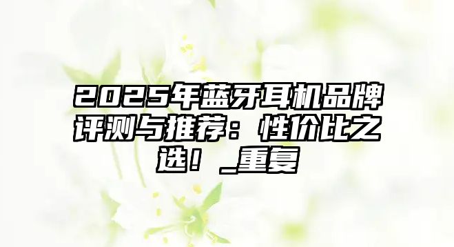 2025年藍(lán)牙耳機(jī)品牌評(píng)測(cè)與推薦：性?xún)r(jià)比之選！_重復(fù)