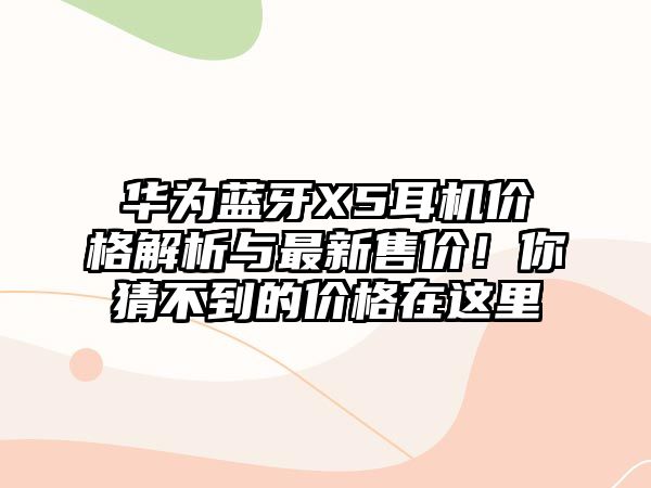華為藍牙X5耳機價格解析與最新售價！你猜不到的價格在這里
