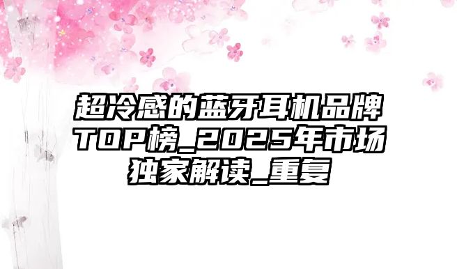 超冷感的藍(lán)牙耳機(jī)品牌TOP榜_2025年市場(chǎng)獨(dú)家解讀_重復(fù)