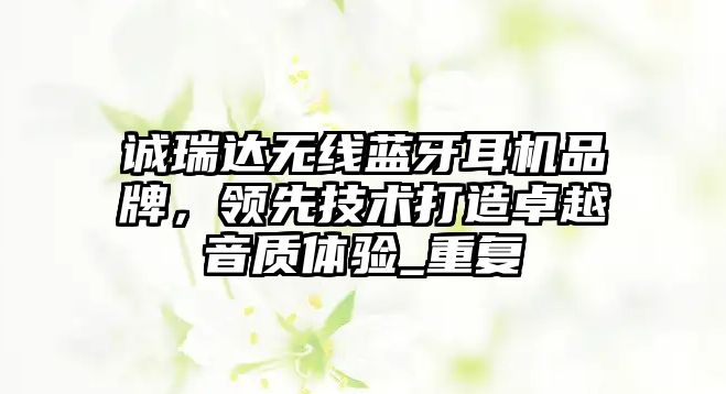 誠瑞達(dá)無線藍(lán)牙耳機品牌，領(lǐng)先技術(shù)打造卓越音質(zhì)體驗_重復(fù)