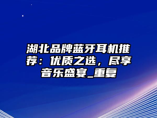 湖北品牌藍(lán)牙耳機(jī)推薦：優(yōu)質(zhì)之選，盡享音樂(lè)盛宴_重復(fù)