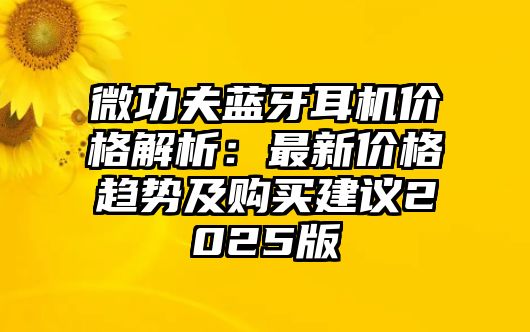 微功夫藍牙耳機價格解析：最新價格趨勢及購買建議2025版