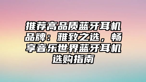 推薦高品質(zhì)藍(lán)牙耳機(jī)品牌：雅致之選，暢享音樂世界藍(lán)牙耳機(jī)選購指南