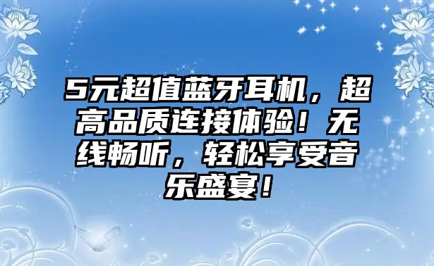 5元超值藍(lán)牙耳機，超高品質(zhì)連接體驗！無線暢聽，輕松享受音樂盛宴！