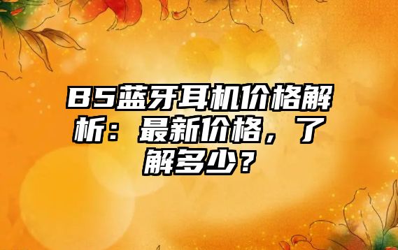 B5藍牙耳機價格解析：最新價格，了解多少？