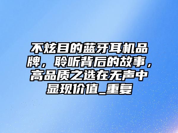 不炫目的藍(lán)牙耳機(jī)品牌，聆聽背后的故事，高品質(zhì)之選在無聲中顯現(xiàn)價(jià)值_重復(fù)